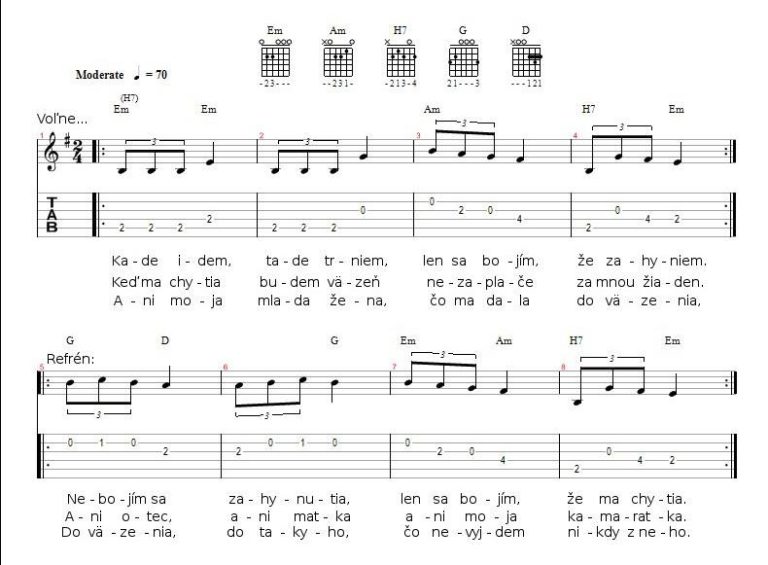 Spevník – Kade idem, tade trniem (Emi harmonická)
