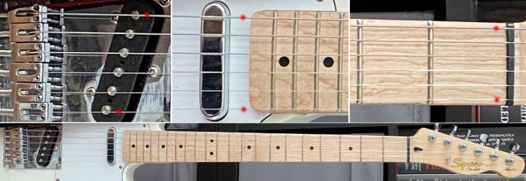 Úprava symetrie strún na elektrickej gitare typu Fender