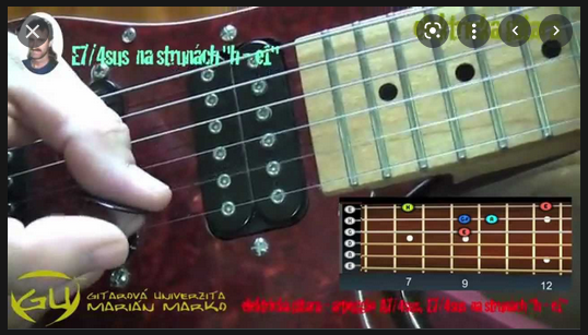 Arpeggio A7/4sus – E7/4sus na strunách „h-e1“