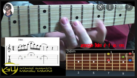 Arpeggio Ddim na strunách g-h-e1